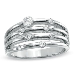 1/2 carat diamond orbit band in 10k white gold